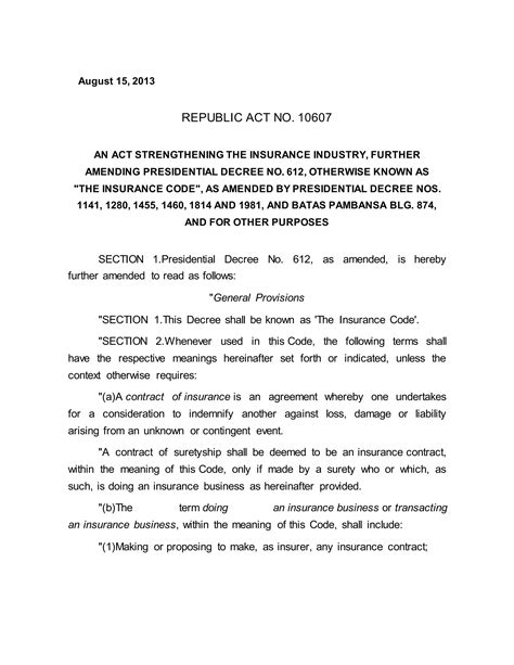 RA No. 10607: Insurance Code of the Philippines .